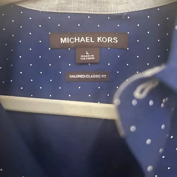 Men’s Michael Kors Classic Tailored Fit Blue Print Shirt. Size L. - Picture 3 of 5